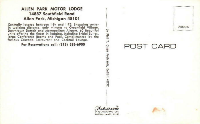 Allen Park Motor Lodge - Old Postcard Photo